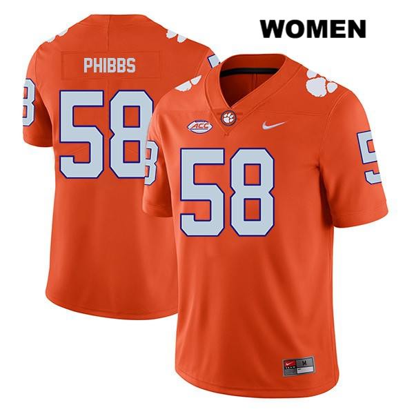 Women's Clemson Tigers #58 Patrick Phibbs Stitched Orange Legend Authentic Nike NCAA College Football Jersey QTN8046LT